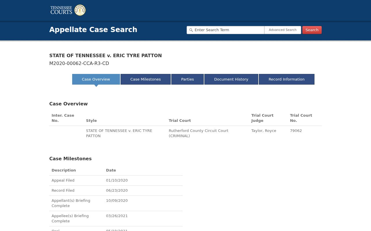 Union County criminal court docket appellate history